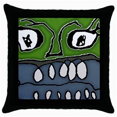 Extreme Closeup Angry Monster Vampire Throw Pillow Case (black)