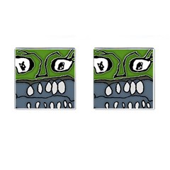 Extreme Closeup Angry Monster Vampire Cufflinks (square) by dflcprintsclothing