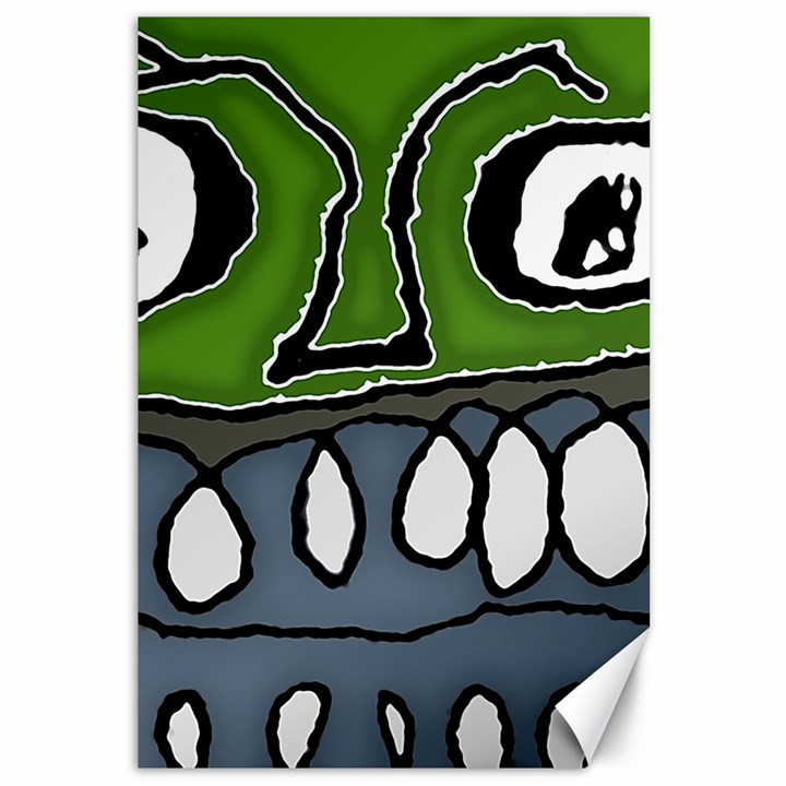 Extreme Closeup Angry Monster Vampire Canvas 12  x 18 