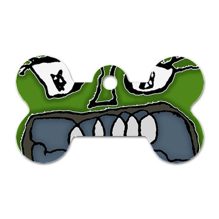 Extreme Closeup Angry Monster Vampire Dog Tag Bone (Two Sides)