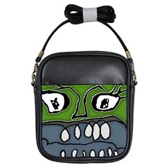 Extreme Closeup Angry Monster Vampire Girls Sling Bag by dflcprintsclothing