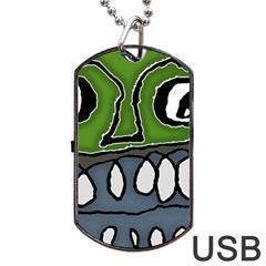 Extreme Closeup Angry Monster Vampire Dog Tag Usb Flash (one Side) by dflcprintsclothing