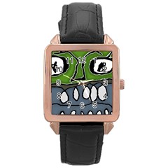 Extreme Closeup Angry Monster Vampire Rose Gold Leather Watch  by dflcprintsclothing