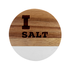 I Love Salt Marble Wood Coaster (round) by ilovewhateva