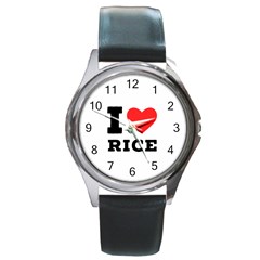 I Love Rice Round Metal Watch by ilovewhateva