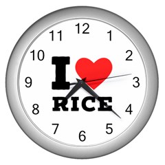 I Love Rice Wall Clock (silver) by ilovewhateva