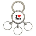 I love rice 3-Ring Key Chain Front