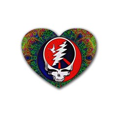 Grateful Dead Pattern Rubber Heart Coaster (4 Pack) by Mog4mog4