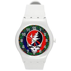 Grateful Dead Pattern Round Plastic Sport Watch (m) by Mog4mog4