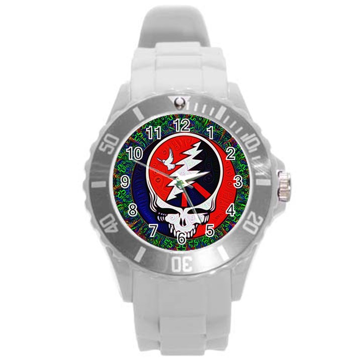 Grateful Dead Pattern Round Plastic Sport Watch (L)