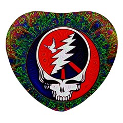 Grateful Dead Pattern Heart Glass Fridge Magnet (4 Pack)