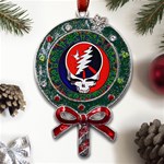 Grateful Dead Pattern Metal X Mas Lollipop with Crystal Ornament Front