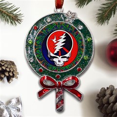 Grateful Dead Pattern Metal X mas Lollipop With Crystal Ornament