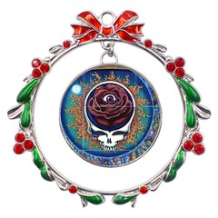 Grateful Dead Ahead Of Their Time Metal X mas Wreath Ribbon Ornament by Mog4mog4