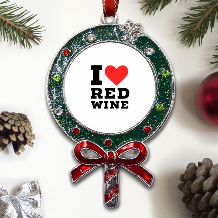 I love red wine Metal X Mas Lollipop with Crystal Ornament