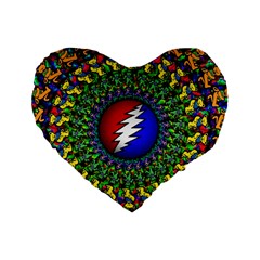 Grateful Dead Standard 16  Premium Heart Shape Cushions by Mog4mog4