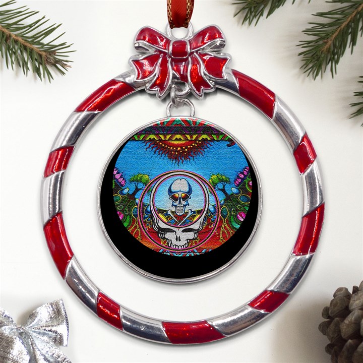 Grateful Dead Wallpapers Metal Red Ribbon Round Ornament