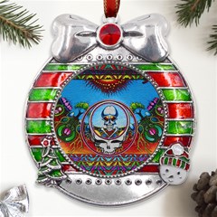 Grateful Dead Wallpapers Metal X mas Ribbon With Red Crystal Round Ornament