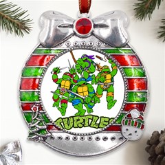 Teenage Mutant Ninja Turtles Metal X mas Ribbon With Red Crystal Round Ornament