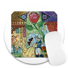 Beauty Stained Glass Round Mousepad by Mog4mog4