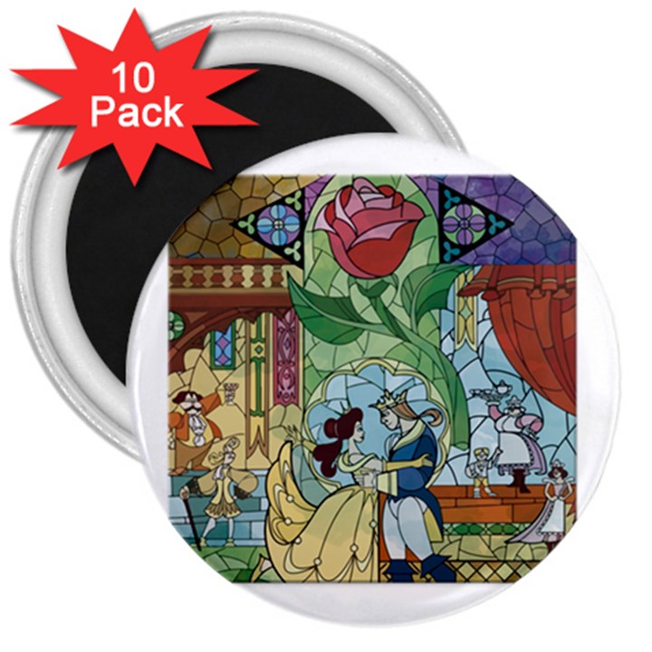 Beauty Stained Glass 3  Magnets (10 pack) 