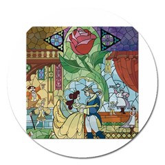 Beauty Stained Glass Magnet 5  (round)