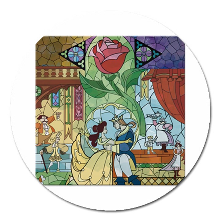 Beauty Stained Glass Magnet 5  (Round)