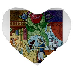 Beauty Stained Glass Large 19  Premium Flano Heart Shape Cushions by Mog4mog4