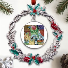 Beauty Stained Glass Metal X mas Wreath Holly Leaf Ornament