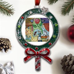 Beauty Stained Glass Metal X mas Lollipop With Crystal Ornament by Mog4mog4