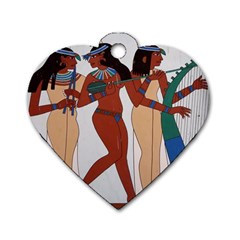 Egypt Fresco Mural Decoration Dog Tag Heart (two Sides) by Mog4mog4