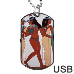 Egypt Fresco Mural Decoration Dog Tag Usb Flash (two Sides) by Mog4mog4