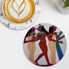 Egypt Fresco Mural Decoration Uv Print Round Tile Coaster by Mog4mog4