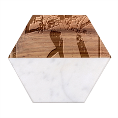 Egypt Fresco Mural Decoration Marble Wood Coaster (hexagon) 