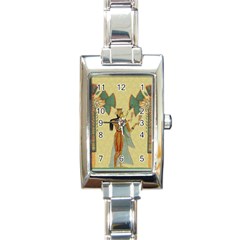 Egyptian Design Man Artifact Royal Rectangle Italian Charm Watch by Mog4mog4