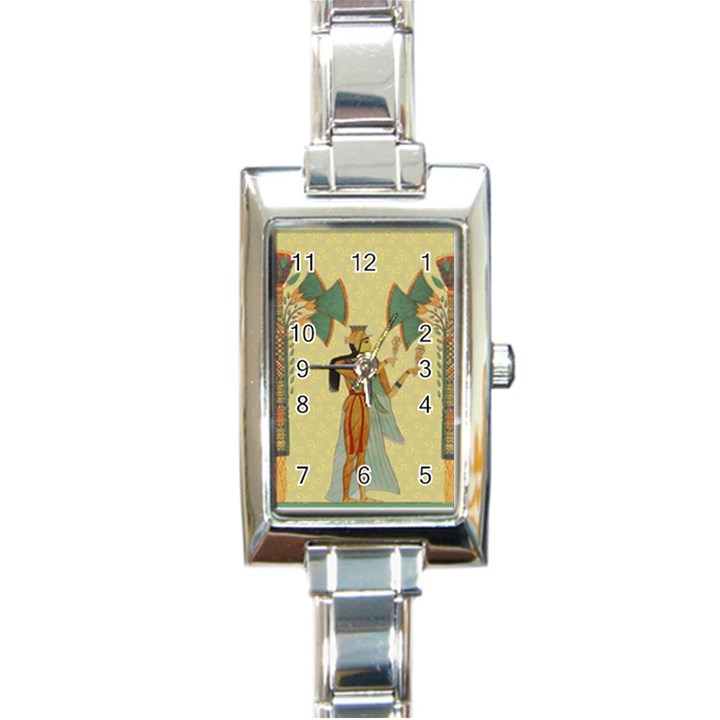 Egyptian Design Man Artifact Royal Rectangle Italian Charm Watch