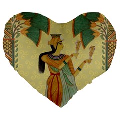 Egyptian Design Man Artifact Royal Large 19  Premium Flano Heart Shape Cushions by Mog4mog4