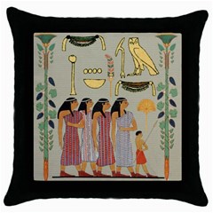 Egyptian Paper Women Child Owl Throw Pillow Case (black) by Mog4mog4