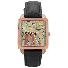 Egyptian Paper Women Child Owl Rose Gold Leather Watch  by Mog4mog4