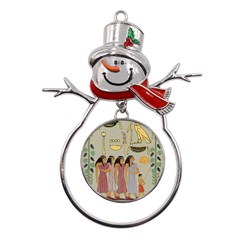 Egyptian Paper Women Child Owl Metal Snowman Ornament by Mog4mog4