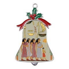 Egyptian Paper Women Child Owl Metal Holly Leaf Bell Ornament by Mog4mog4