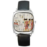 Egyptian Design Men Worker Slaves Square Metal Watch Front