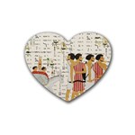 Egyptian Design Men Worker Slaves Rubber Heart Coaster (4 pack) Front