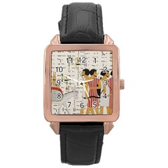 Egyptian Design Men Worker Slaves Rose Gold Leather Watch  by Mog4mog4