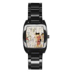 Egyptian Design Men Worker Slaves Stainless Steel Barrel Watch Front