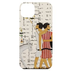 Egyptian Design Men Worker Slaves Iphone 14 Plus Black Uv Print Case