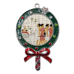 Egyptian Design Men Worker Slaves Metal X mas Lollipop With Crystal Ornament by Mog4mog4