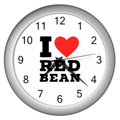 I Love Red Bean Wall Clock (silver) by ilovewhateva