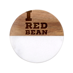 I Love Red Bean Classic Marble Wood Coaster (round)  by ilovewhateva