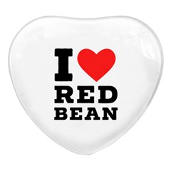 I Love Red Bean Heart Glass Fridge Magnet (4 Pack)